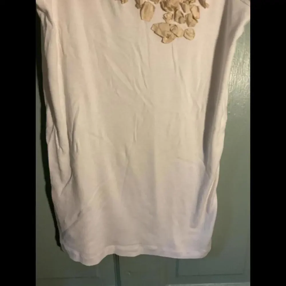J. Crew Sleeveless Tank Cream With Silk Leaf Detail Size Large